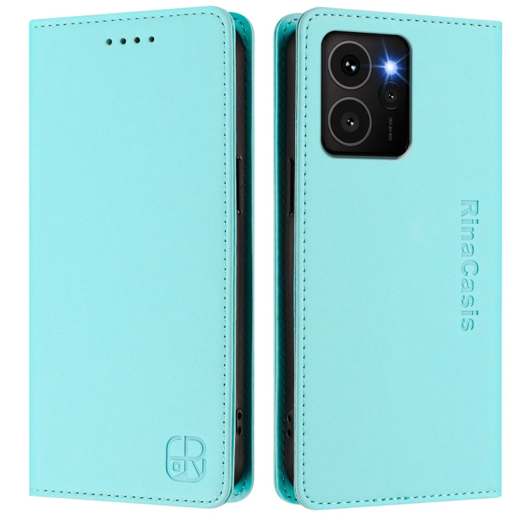 For HMD Skyline RC01 Dual-Folded Magnetic Suction RFID Leather Phone Case