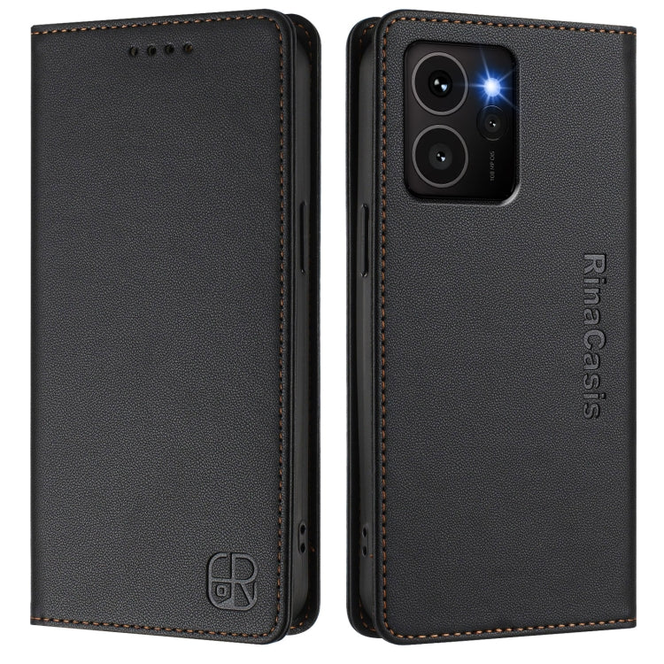 For HMD Skyline RC01 Dual-Folded Magnetic Suction RFID Leather Phone Case