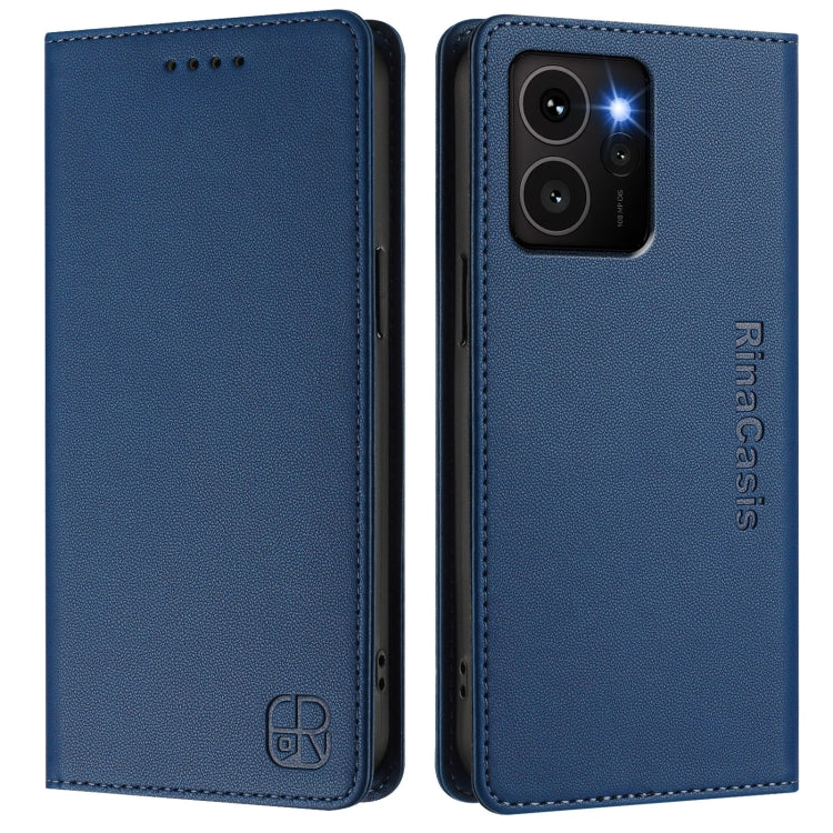 For HMD Skyline RC01 Dual-Folded Magnetic Suction RFID Leather Phone Case