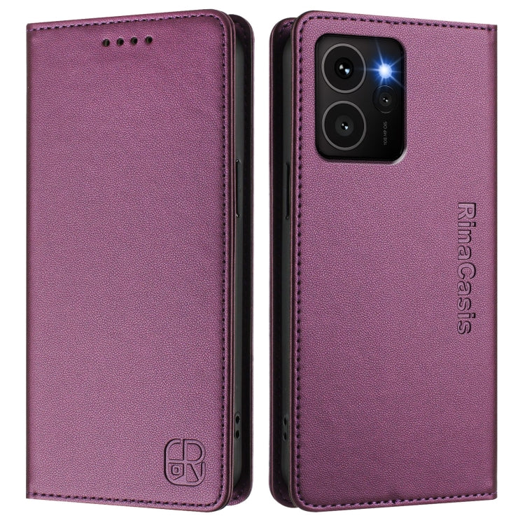 For HMD Skyline RC01 Dual-Folded Magnetic Suction RFID Leather Phone Case