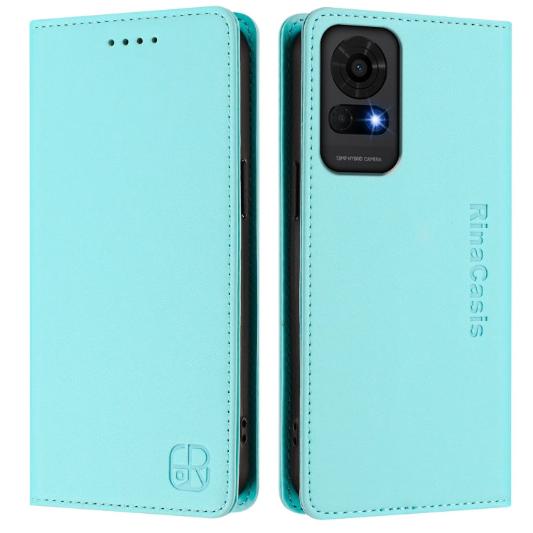 For TCL 50 LE RC01 Dual-Folded Magnetic Suction RFID Leather Phone Case