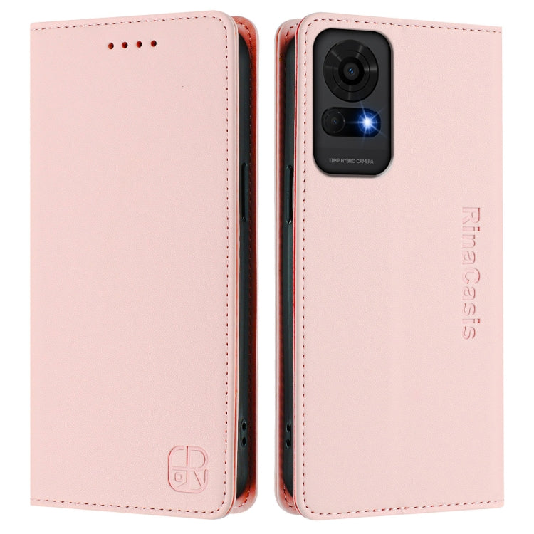 For TCL 50 LE RC01 Dual-Folded Magnetic Suction RFID Leather Phone Case