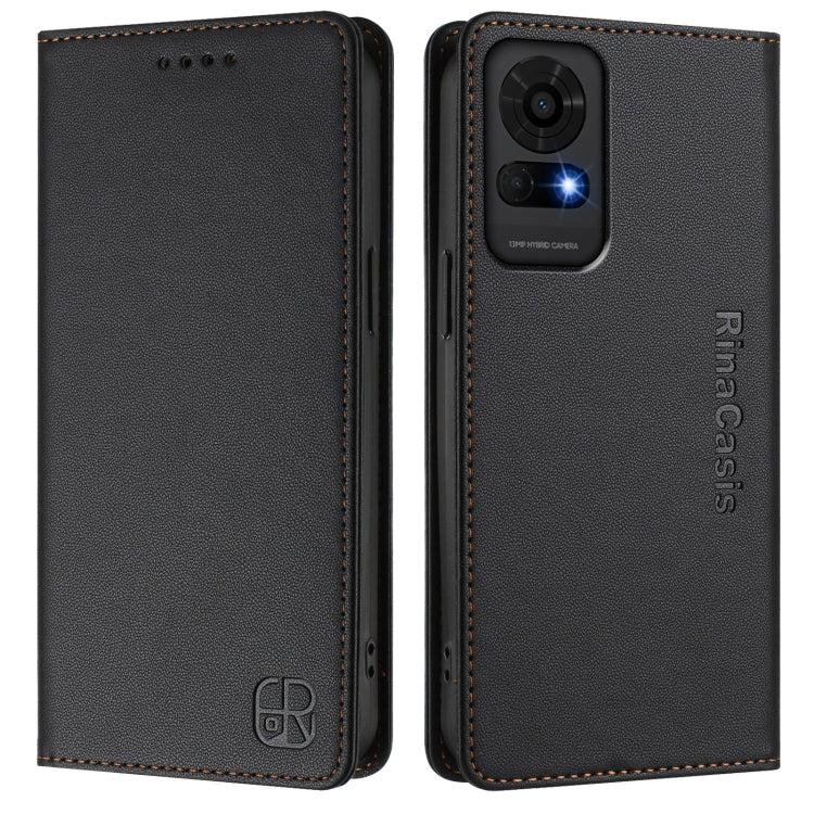 For TCL 50 LE RC01 Dual-Folded Magnetic Suction RFID Leather Phone Case