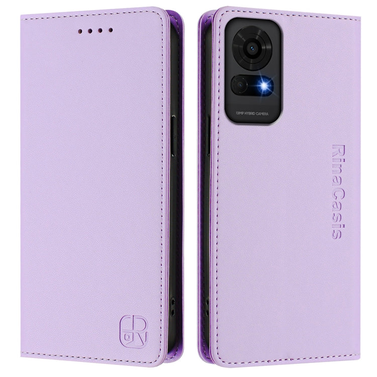 For TCL 50 LE RC01 Dual-Folded Magnetic Suction RFID Leather Phone Case