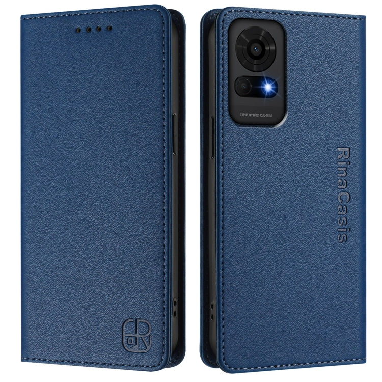 For TCL 50 LE RC01 Dual-Folded Magnetic Suction RFID Leather Phone Case