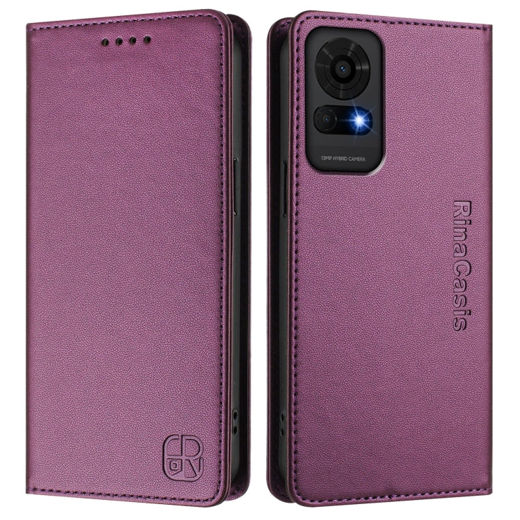 For TCL 50 LE RC01 Dual-Folded Magnetic Suction RFID Leather Phone Case