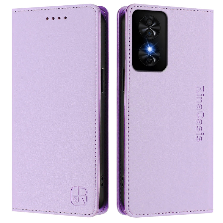 For TCL 50 SE RC01 Dual-Folded Magnetic Suction RFID Leather Phone Case