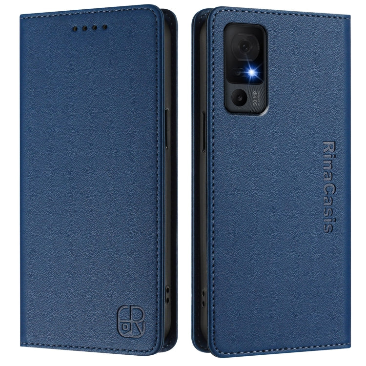 For TCL 40 XL / 40T / T608DL RC01 Dual-Folded Magnetic Suction RFID Leather Phone Case