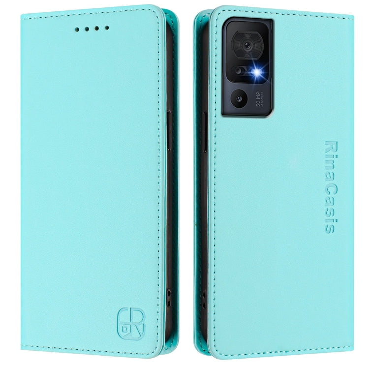 For TCL 40 SE RC01 Dual-Folded Magnetic Suction RFID Leather Phone Case