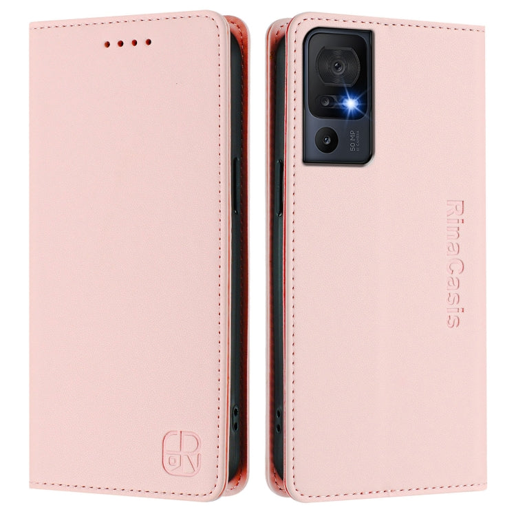 For TCL 40 SE RC01 Dual-Folded Magnetic Suction RFID Leather Phone Case