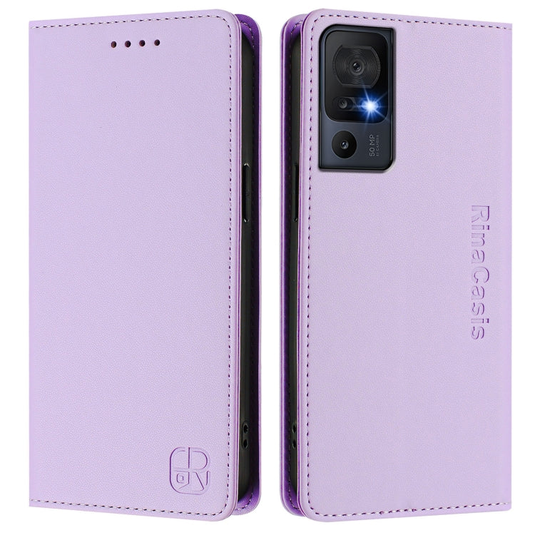 For TCL 40 SE RC01 Dual-Folded Magnetic Suction RFID Leather Phone Case