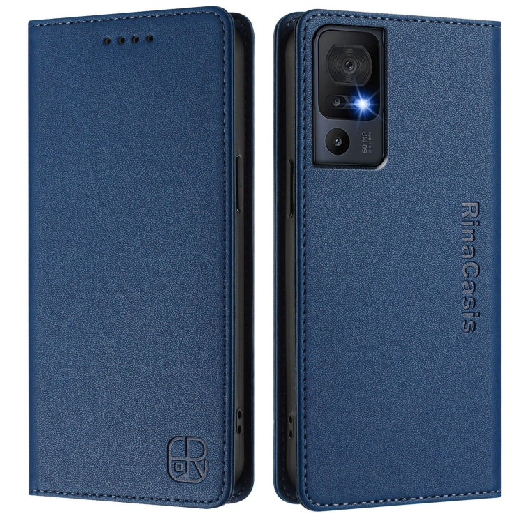 For TCL 40 SE RC01 Dual-Folded Magnetic Suction RFID Leather Phone Case