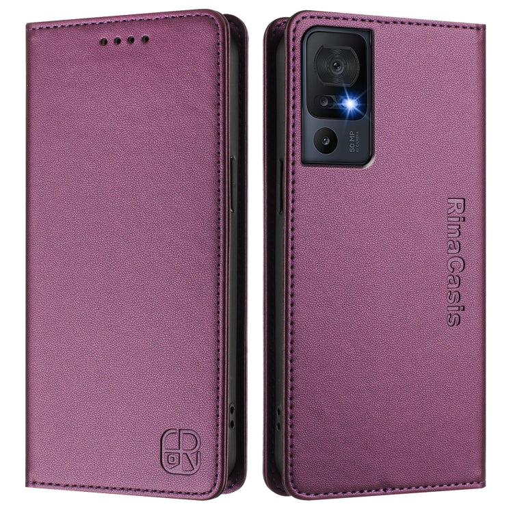 For TCL 40 SE RC01 Dual-Folded Magnetic Suction RFID Leather Phone Case