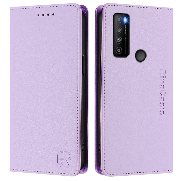 For TCL 30 XL / T701DL RC01 Dual-Folded Magnetic Suction RFID Leather Phone Case