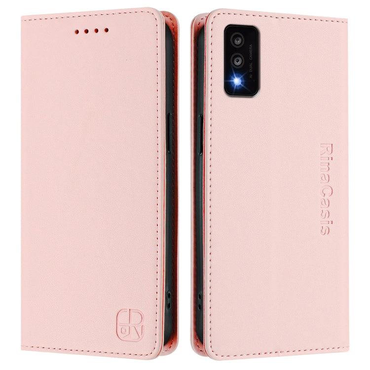 For TCL 30T / T603DL RC01 Dual-Folded Magnetic Suction RFID Leather Phone Case
