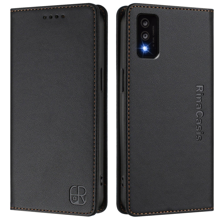 For TCL 30T / T603DL RC01 Dual-Folded Magnetic Suction RFID Leather Phone Case