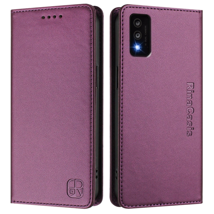 For TCL 30T / T603DL RC01 Dual-Folded Magnetic Suction RFID Leather Phone Case