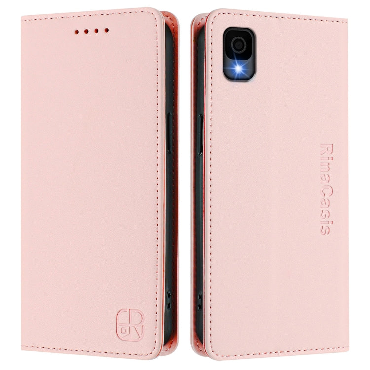 For TCL 30Z / T602DL RC01 Dual-Folded Magnetic Suction RFID Leather Phone Case