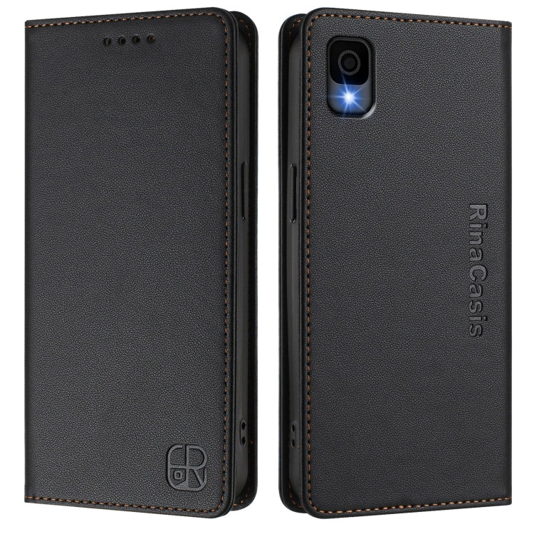 For TCL 30Z / T602DL RC01 Dual-Folded Magnetic Suction RFID Leather Phone Case