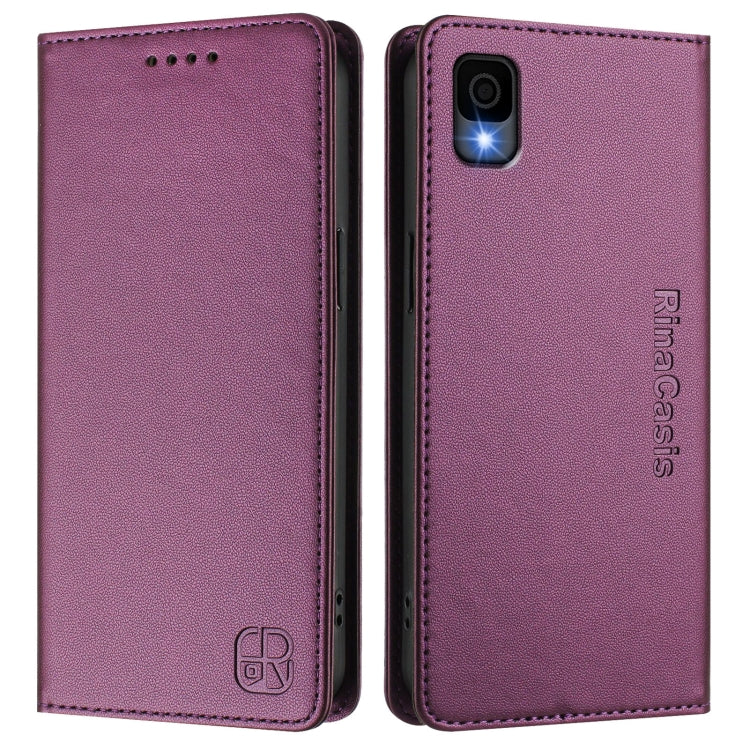 For TCL 30Z / T602DL RC01 Dual-Folded Magnetic Suction RFID Leather Phone Case