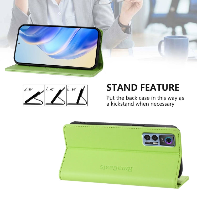 For TCL 30 4G / 30 5G / 30+ RC01 Dual-Folded Magnetic Suction RFID Leather Phone Case