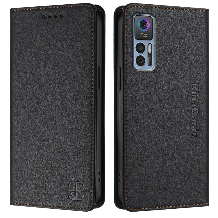 For TCL 30 4G / 30 5G / 30+ RC01 Dual-Folded Magnetic Suction RFID Leather Phone Case
