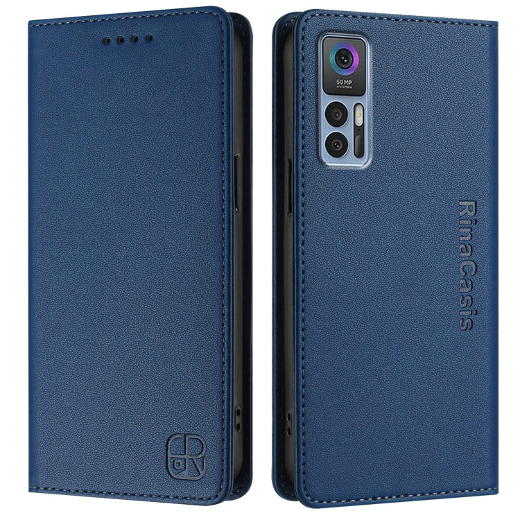 For TCL 30 4G / 30 5G / 30+ RC01 Dual-Folded Magnetic Suction RFID Leather Phone Case