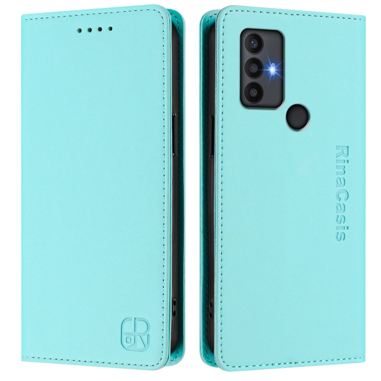 For TCL 30 SE RC01 Dual-Folded Magnetic Suction RFID Leather Phone Case