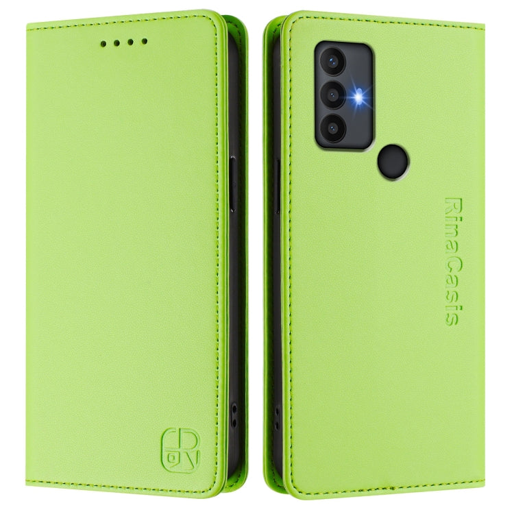 For TCL 30 SE RC01 Dual-Folded Magnetic Suction RFID Leather Phone Case