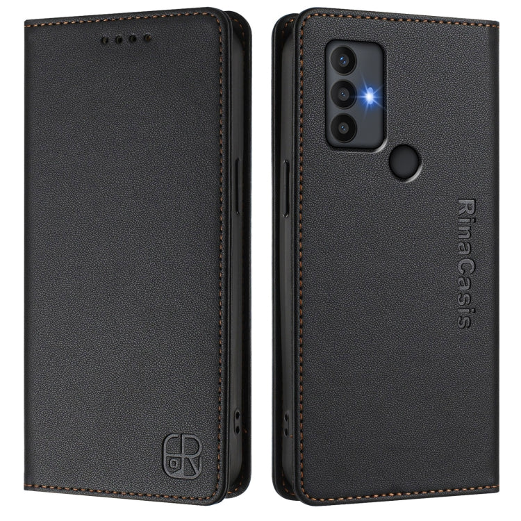 For TCL 30 SE RC01 Dual-Folded Magnetic Suction RFID Leather Phone Case