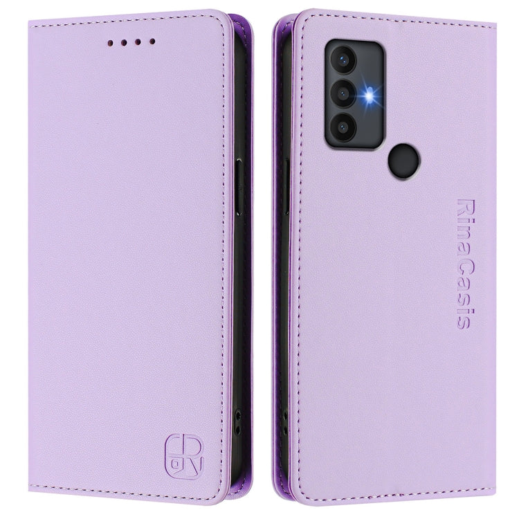 For TCL 30 SE RC01 Dual-Folded Magnetic Suction RFID Leather Phone Case