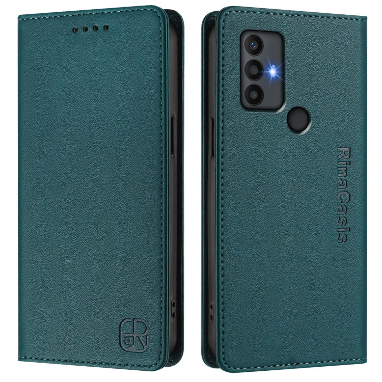 For TCL 30 SE RC01 Dual-Folded Magnetic Suction RFID Leather Phone Case