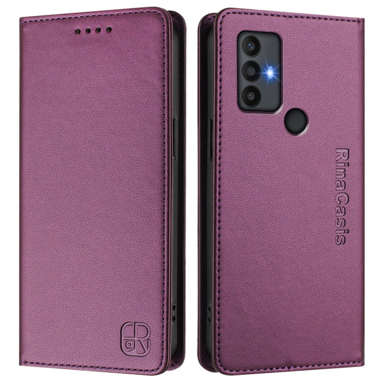 For TCL 30 SE RC01 Dual-Folded Magnetic Suction RFID Leather Phone Case