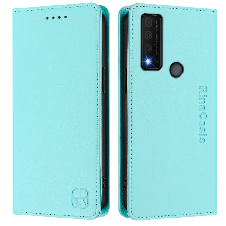 For TCL 30 XE 5G RC01 Dual-Folded Magnetic Suction RFID Leather Phone Case
