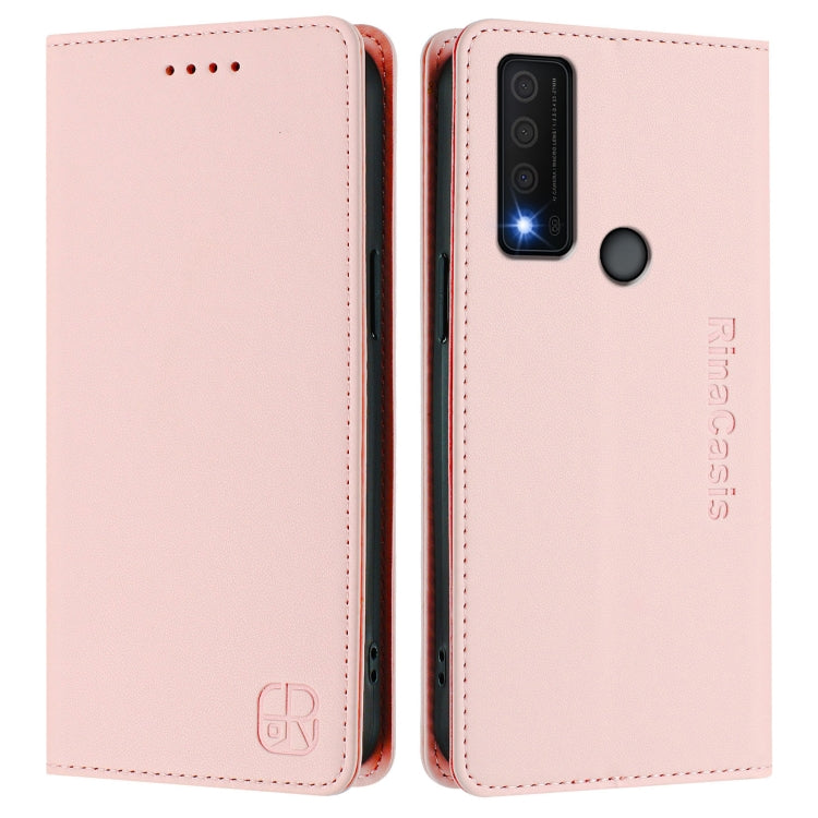 For TCL 30 XE 5G RC01 Dual-Folded Magnetic Suction RFID Leather Phone Case