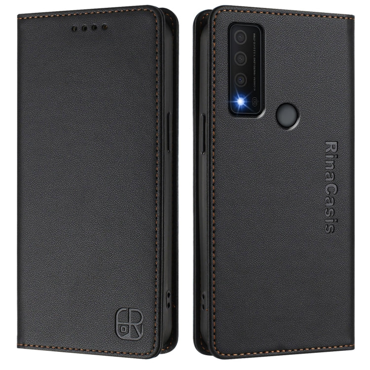 For TCL 30 XE 5G RC01 Dual-Folded Magnetic Suction RFID Leather Phone Case