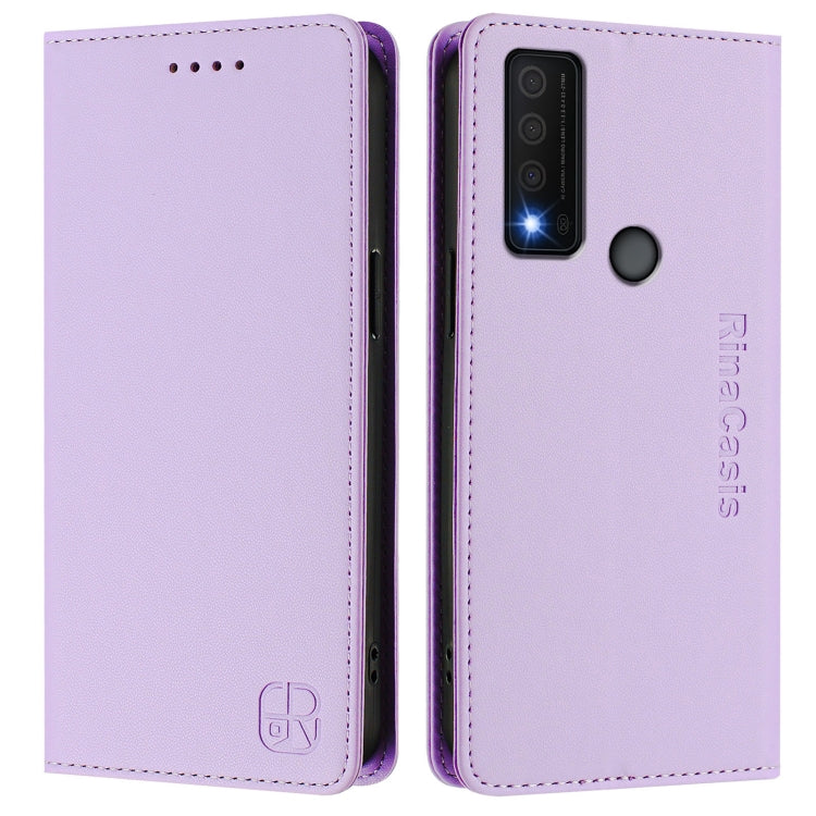 For TCL 30 XE 5G RC01 Dual-Folded Magnetic Suction RFID Leather Phone Case