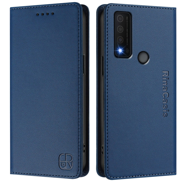 For TCL 30 XE 5G RC01 Dual-Folded Magnetic Suction RFID Leather Phone Case