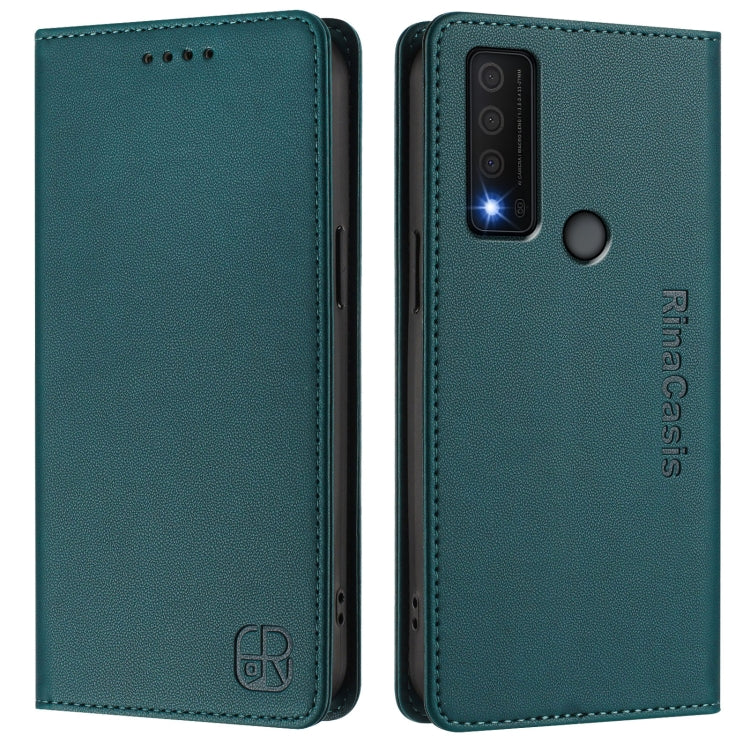 For TCL 30 XE 5G RC01 Dual-Folded Magnetic Suction RFID Leather Phone Case