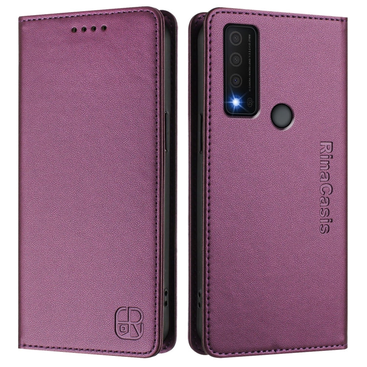 For TCL 30 XE 5G RC01 Dual-Folded Magnetic Suction RFID Leather Phone Case