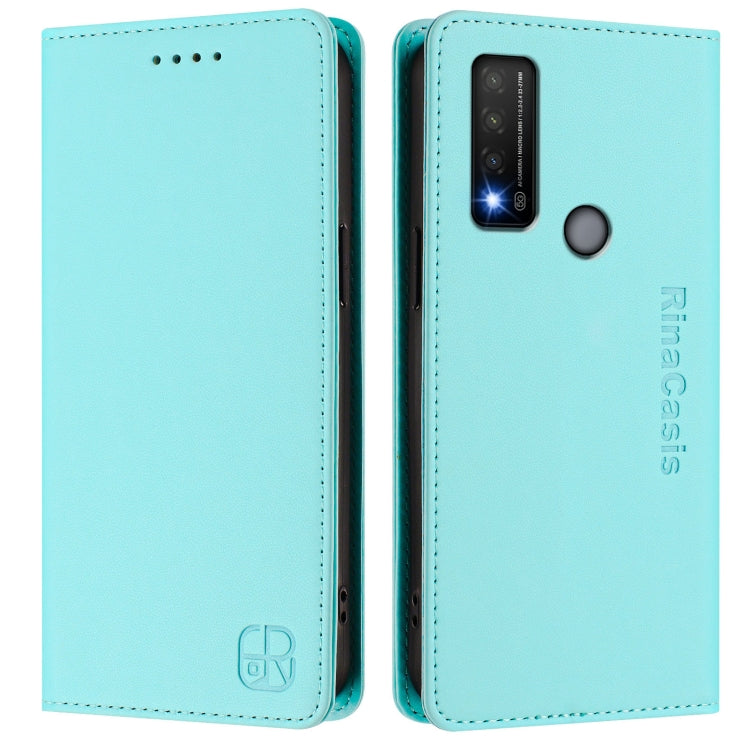 For TCL 20 R 5G RC01 Dual-Folded Magnetic Suction RFID Leather Phone Case
