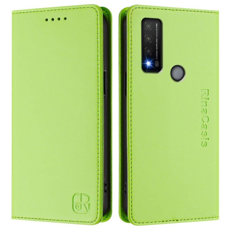 For TCL 20 R 5G RC01 Dual-Folded Magnetic Suction RFID Leather Phone Case