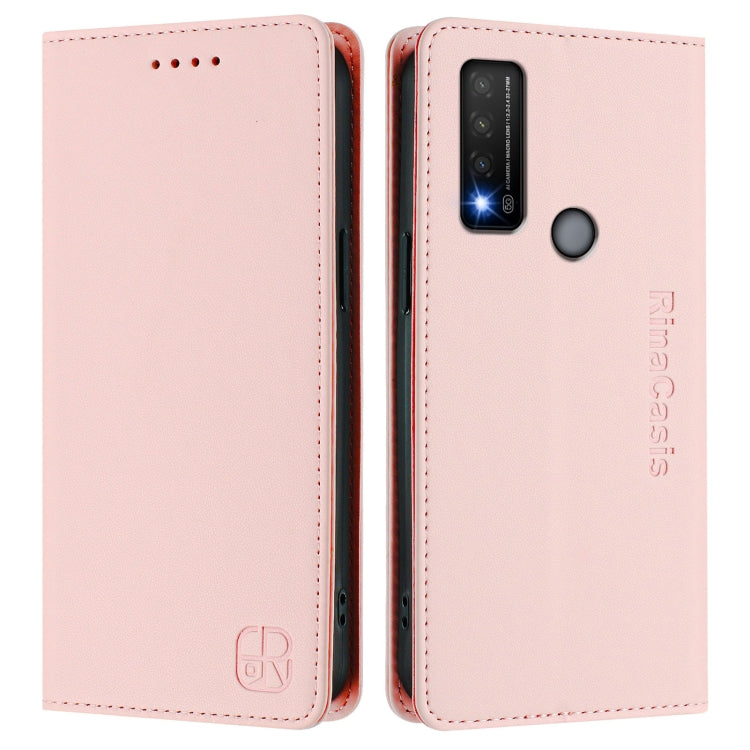 For TCL 20 R 5G RC01 Dual-Folded Magnetic Suction RFID Leather Phone Case