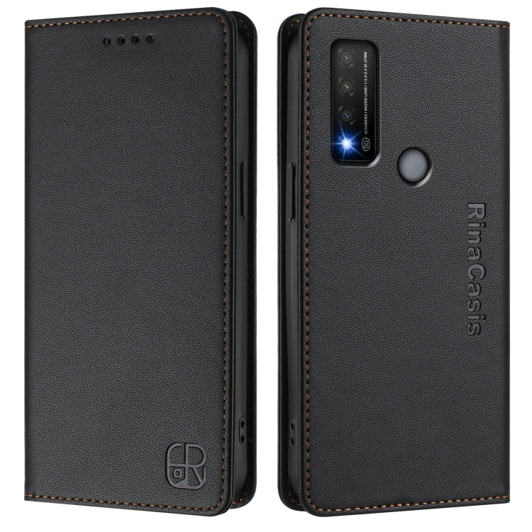 For TCL 20 R 5G RC01 Dual-Folded Magnetic Suction RFID Leather Phone Case