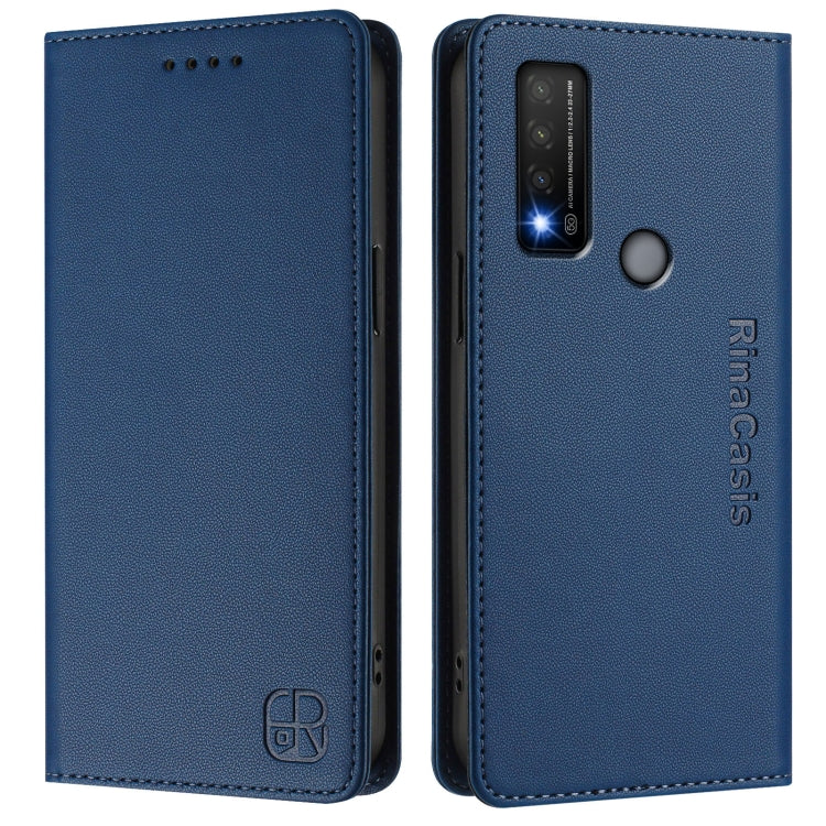 For TCL 20 R 5G RC01 Dual-Folded Magnetic Suction RFID Leather Phone Case