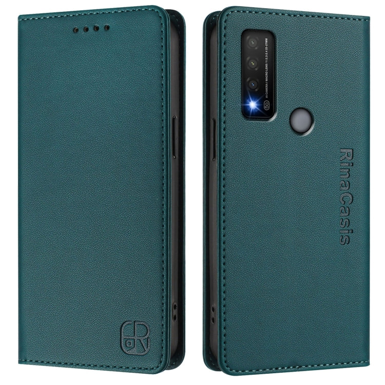 For TCL 20 R 5G RC01 Dual-Folded Magnetic Suction RFID Leather Phone Case