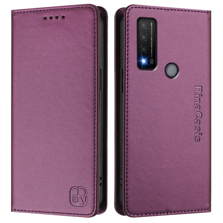 For TCL 20 R 5G RC01 Dual-Folded Magnetic Suction RFID Leather Phone Case