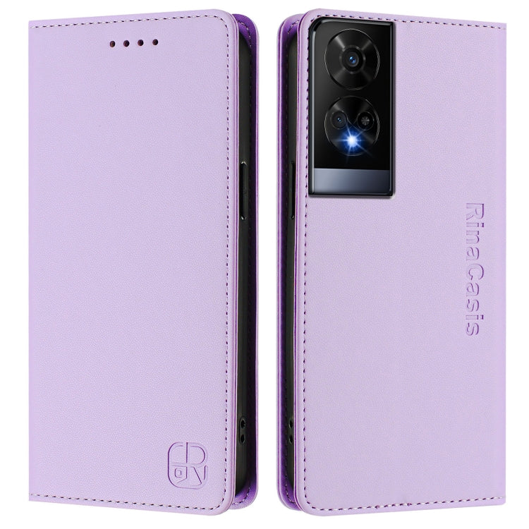 For TCL 50 XE RC01 Dual-Folded Magnetic Suction RFID Leather Phone Case