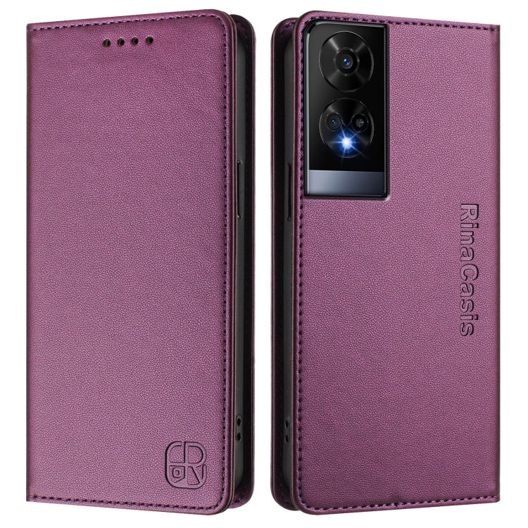 For TCL 50 XE RC01 Dual-Folded Magnetic Suction RFID Leather Phone Case