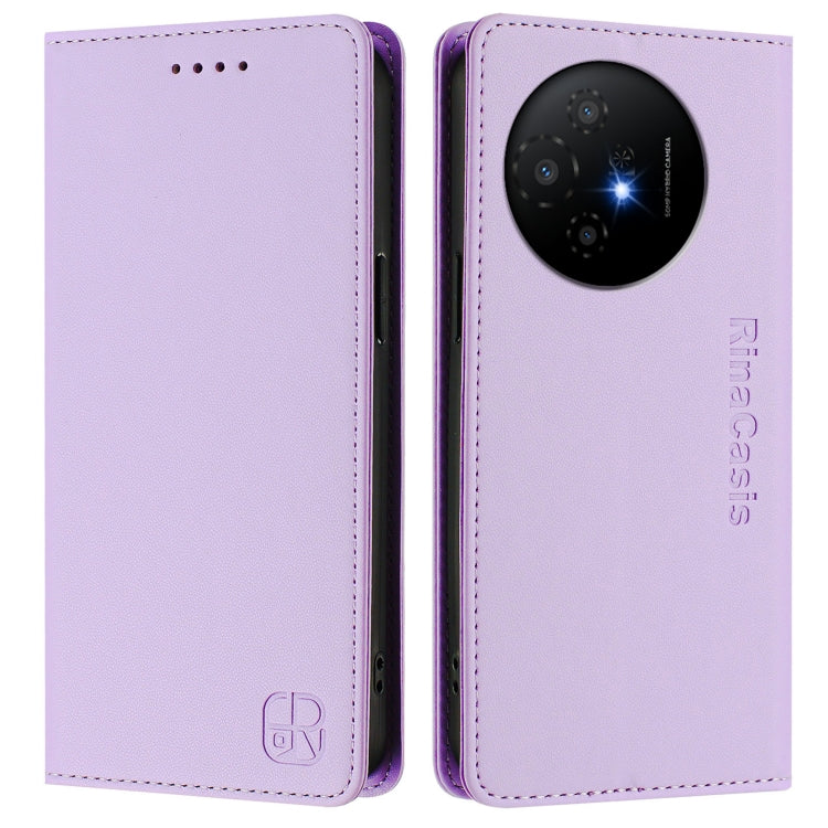 For TCL 50 XL 5G RC01 Dual-Folded Magnetic Suction RFID Leather Phone Case